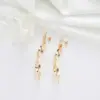 Wholesale Tassel Stud Earrings With Copper Craft And Zircon Inlay, Electroplated Finish, Featuring 925 Sterling Silver Ear Pins