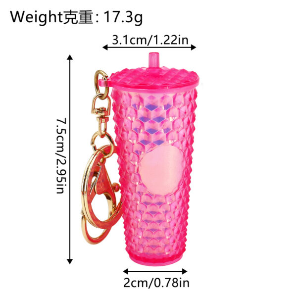 Wholesale Diamond Durian Cup Keychain American Colorful Gradient Cyber Celebrous Durian Cup Pendant Straw Diamond Cup Hanging Ornament