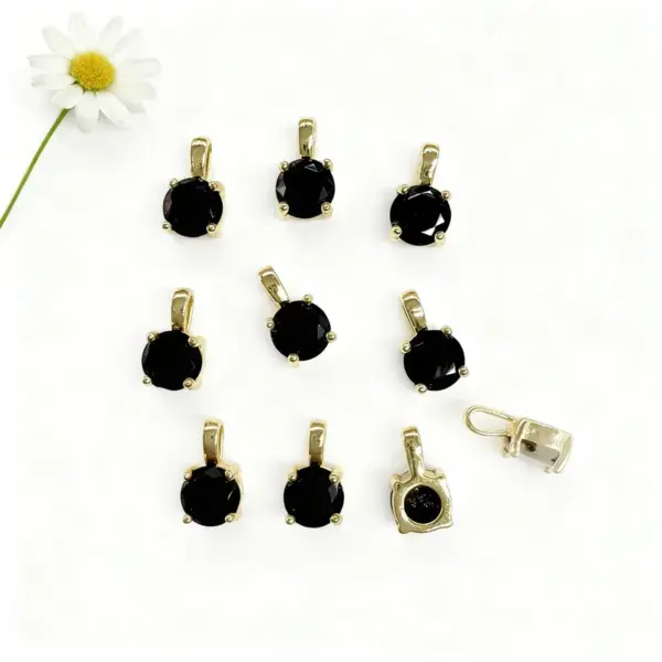 oly-338433f01f7e6873181d7cf26aef9c38 Wholesale 18K Gold Plated Copper Color Retention Zircon Round Birthstone Pendant DIY Jewelry Geometric Water Plated Imitation Gold