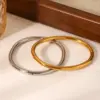 Wholesale 304 Stainless Steel Geometric Customization Laser Engraving PVD Coated 18K Real Gold Plated Casual Simple Style IG Style Waterproof Non Tarnish Gold Bangle