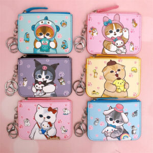 Wholesale Shark Cat Card Holder Coin Purse Cat Transformation Kloomi Work Permit Card Holder with Key Ring Card Holder Wallet