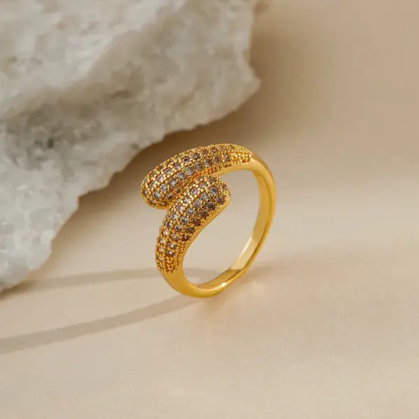 Wholesale Double-Headed Design Ring Open Design Vintage Gold-Plated Geometric Wide Ring Suitable For Women