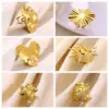 Wholesale PVD Coated Real Gold Plated Sun Star Heart Shape 304 Stainless Steel Hip-Hop Exaggerated Oversized Waterproof Non Tarnish Open Rings