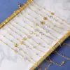 Wholesale 304 Stainless Steel Heart Shape PVD Coated Rhinestones Glass Stone Shell 18K Real Gold Plated Simple Style Classic Style Waterproof Non Tarnish Inlay Anklet