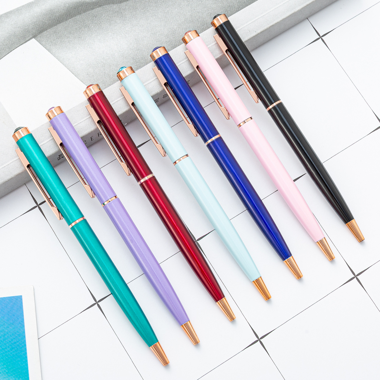 Wholesale Multicolor Ballpoint Pen Spot Wholesale Creative Stationery Top With Diamond Ballpoint Pen Printable Advertising Gift Pen