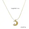Wholesale Jewelry Elegant Moon 304 Stainless Steel Zircon Gold Plated Inlay Pendant Necklace