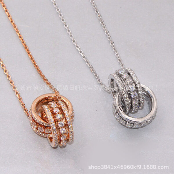 Wholesale Electroplated alloy double-ring transfer bead necklace clasp