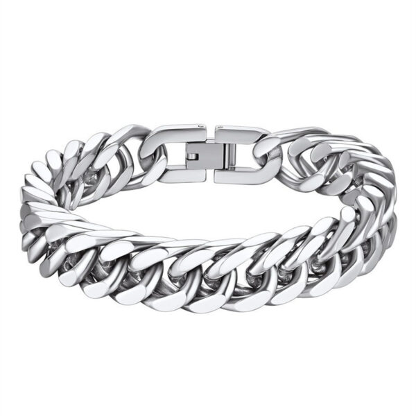 Wholesale Titanium Steel Four-sided Milled Double-woven Bracelet Hip-hop Trendy All-match Men's and Women's Simple Cuban Bracelet Jewelry Buckle Bracelet