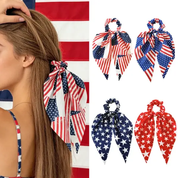 oly-33beb782c4ea51b42b802ca8c37b1770 Wholesale Multicolor Bubble Braid Hair Rope Bow Tie Hair Accessory Made Of Cloth, Perfect For Independence Day