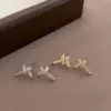Wholesale Heart Shape Stud Earrings For Women In Gold Featuring Copper Ear Pins And Zircon Inlay