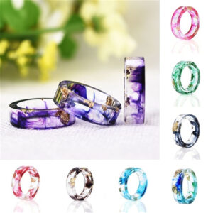 oly-33c16e1921ab55cce65dfd350157c174 Wholesale dried flower resin ring Mori small fresh handmade dried flower gold foil color drop glue ring