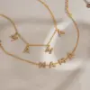 Wholesale Waterproof Non Tarnish Letter Necklace For Women With 18K Gold Plated PVD 304 Stainless Steel And Rhinestones