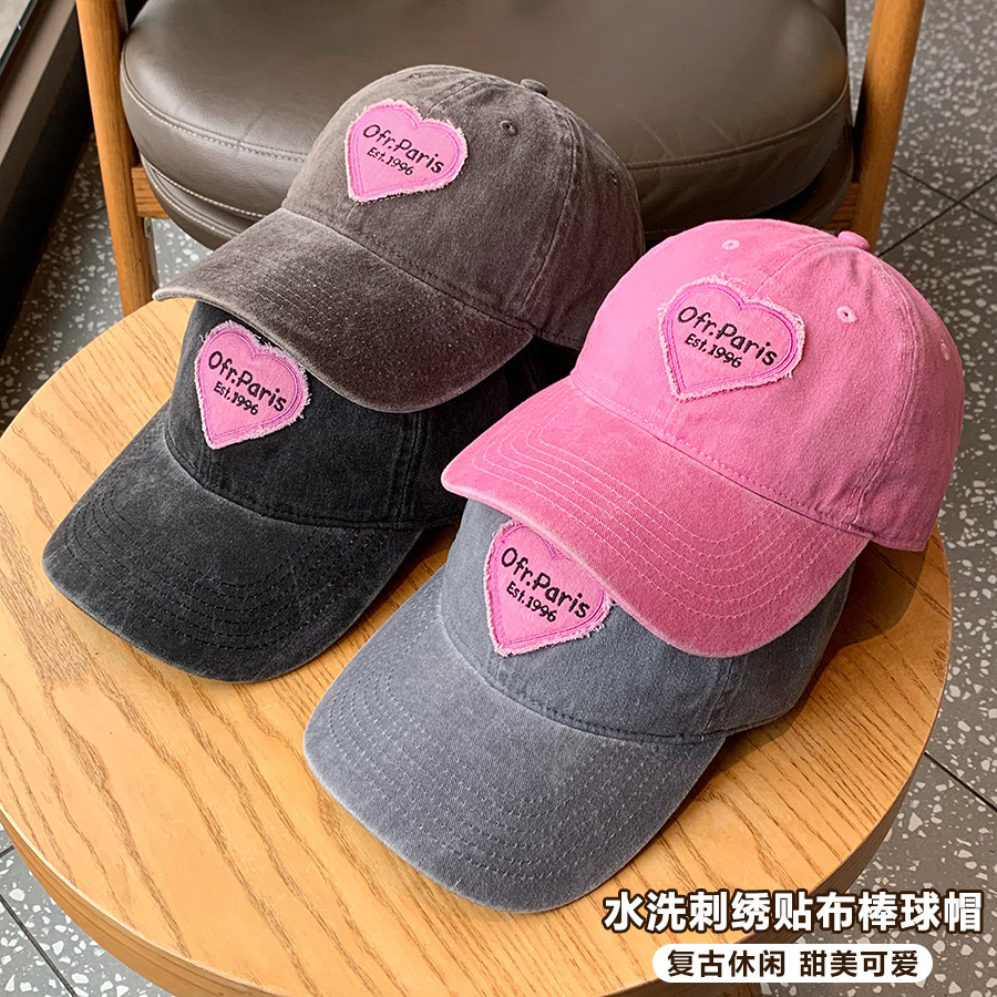 Wholesale Spring and Summer Big head circumference hat face-looking small peaked cap girl sweet cool hot girl love retro soft top baseball cap fashion