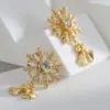 Wholesale 1 Pair Christmas Elegant Streetwear Snowflake Plating Inlay Copper Zircon Ear Studs