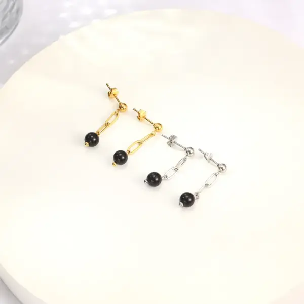 Wholesale Vacuum Plating Real Gold Plated Splicing 304 Stainless Steel Elegant Streetwear Waterproof Non Tarnish Drop Earrings