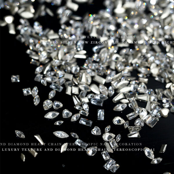 Wholesale Flat-bottomed zircon nail jewelry flash mini transparent white mixed shaped inverted side pile drill nail jewelry