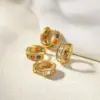 Wholesale Copper Geometric Electroplating Artificial Gemstones 18K Real Gold Plated Elegant Retro Lady Earrings
