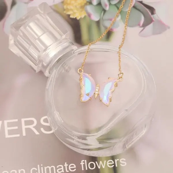 Wholesale PVD Coated 18K Gold Real Gold Plated Butterfly Stainless Steel Elegant Waterproof Non Tarnish 304 Stainless Steel Necklace