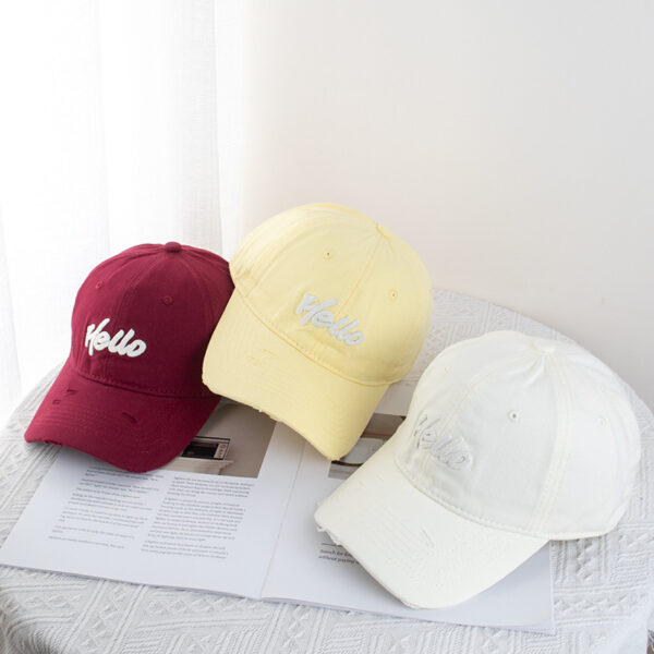 oly-340b115adb42de7a376aa456c8c19a06 Wholesale Spring and Summer Mint Green Hole Embroidered Letters Baseball Hat Wide Brimmed Face Small Soft Top Dopamine Cap Sunshade