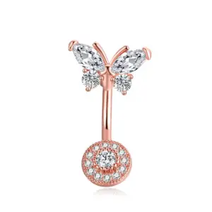 Butterfly round Diamond-Rose / Gold