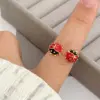 Wholesale Jewelry Casual Cute Romantic Ladybugs Copper Zircon 18K Gold Plated Open Rings