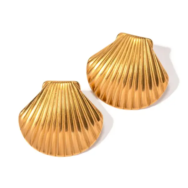 Wholesale 304 Stainless Steel Shell PVD Coated 18K Gold Plated IG Style Vacation Plating Ear Studs
