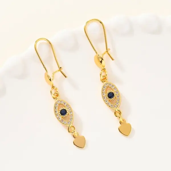 Wholesale Devil's Eye Drop Earrings For Women In Brass With 14K Real Gold Electroplated Finish And 0.03µm Thickness