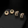 Wholesale Irregular Stud Earrings Featuring Electroplated Copper With Zircon Inlay And 925 Sterling Silver Ear Pins