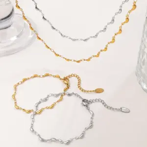 Wholesale Ion Plating (IP) Real Gold Plated 18K Gold Round 304 Stainless Steel IG Style Elegant French Style Waterproof Non Tarnish Jewelry Set