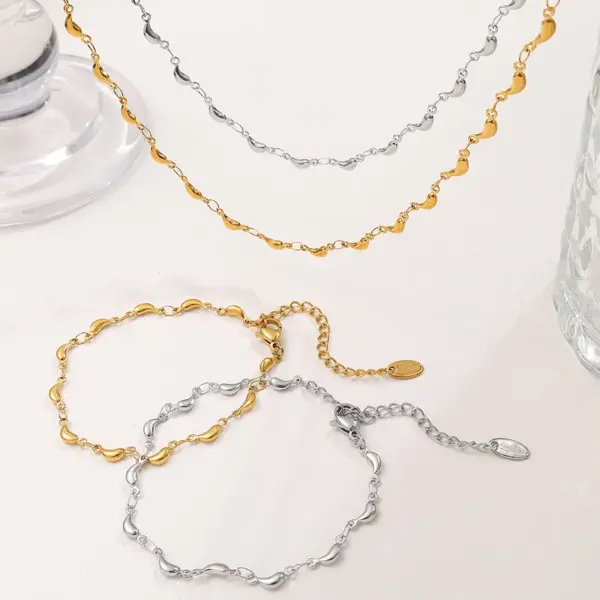 Wholesale Ion Plating (IP) Real Gold Plated 18K Gold Round 304 Stainless Steel IG Style Elegant French Style Waterproof Non Tarnish Jewelry Set