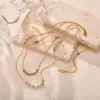 Wholesale PVD Coated Real Gold Plated 18K Gold Solid Color 304 Stainless Steel IG Style Simple Style Waterproof Non Tarnish 304 Stainless Steel Necklace