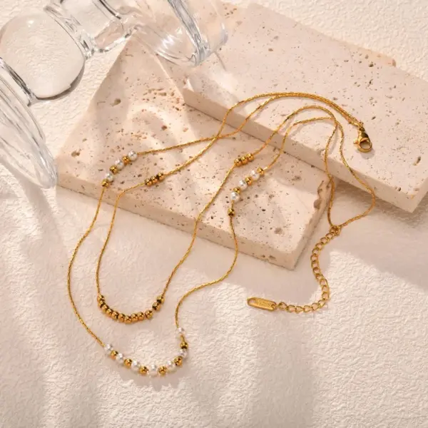 Wholesale PVD Coated Real Gold Plated 18K Gold Solid Color 304 Stainless Steel IG Style Simple Style Waterproof Non Tarnish 304 Stainless Steel Necklace
