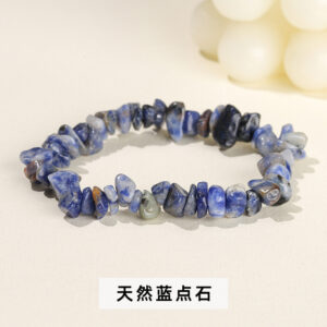 Natural Blue Dot Stone Gravel Bracelet / 5-8mm