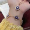 Wholesale Copper four-leaf clover window decoration charoite jewelry set necklace bracelet earring ring