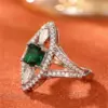 Wholesale Geometric Women’s Ring In Copper With White K Water Plating, Claw Setting Featuring Zircon Inlay