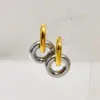 Wholesale E10 Minimalist Circle Earrings Double Layer Circle Splicing Ear Jewelry Stainless Steel 18k Gold Women's Accessories