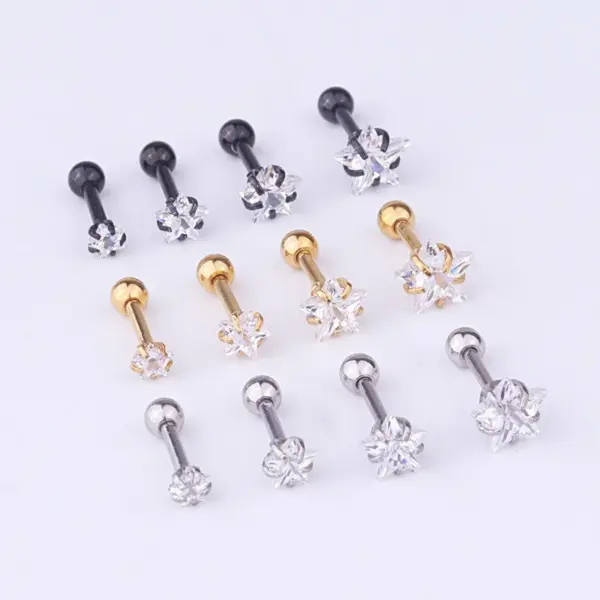 Wholesale 316L Stainless Steel Ear Cartilage Rings & Studs Geometric Waterproof Non Tarnish Surgical Steel
