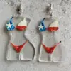 Wholesale Independence Day USA Trendy Sunflower Texas Print Acrylic Earrings Geometric Pattern Body Hook For Women Personalized Fashion