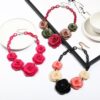 Wholesale Handmade acrylic flower necklace, bohemian style, dopamine-inspired color-blocked rose women's sweater chain