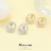 Wholesale Rose Stud Earrings For Women With 925 Sterling Silver Posts, Copper Base, And 14K Real Gold Plated Finish Featuring Zircon Inlay
