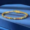 Wholesale Colorful Zircon Tennis Bracelet Copper Inlaid White Gold Vacuum Plating European Style Fashion Unisex Jewelry Accessory