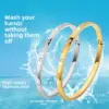 Wholesale Waterproof Non Tarnish Titanium Steel Bangle For Women In Steel Color With Rhinestones Inlay