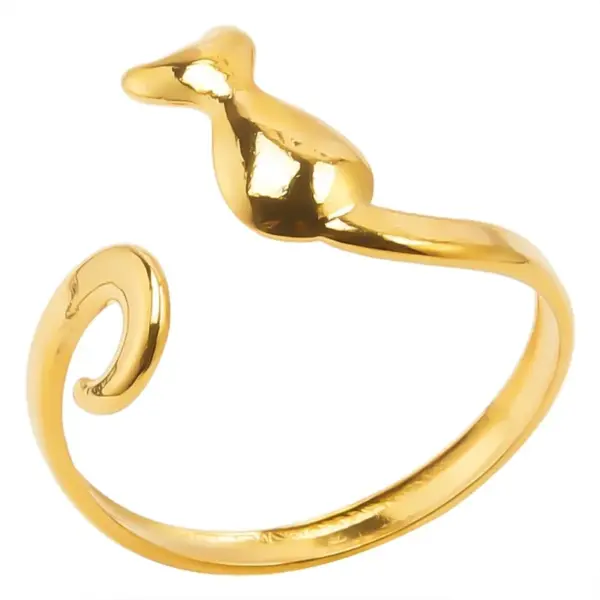Wholesale PVD Coated Real Gold Plated 18K Gold Geometric 304 Stainless Steel Simple Style Waterproof Non Tarnish Open Rings