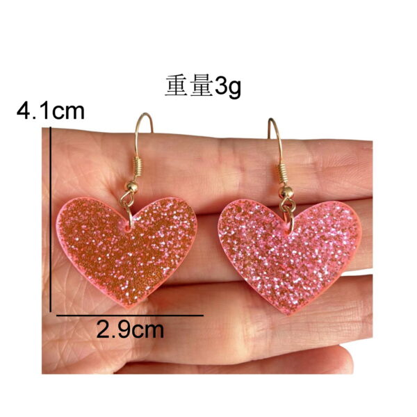 oly-34ce38624d5aeedd8256ec22c95a67e3 Wholesale Cute Simple Fresh Acrylic Valentine's Day Glitter Peach Heart Love Sequin Earrings