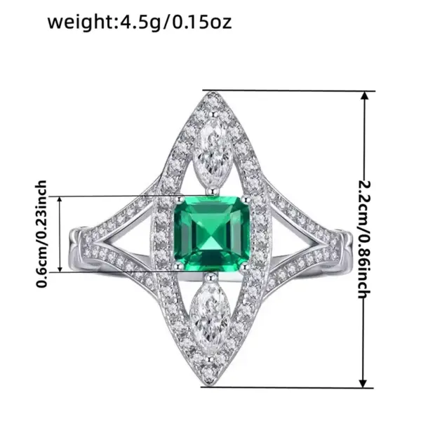 Wholesale Geometric Women’s Ring In Copper With White K Water Plating, Claw Setting Featuring Zircon Inlay