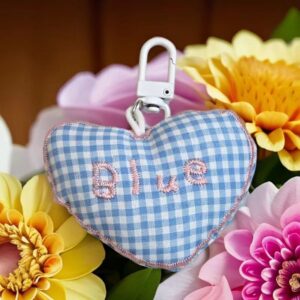 Blue Plaid Love Pendant / Original version with open back