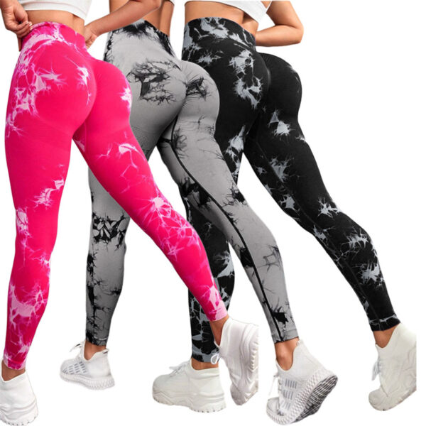 oly-34e4bda52100d60fcc40e80bfc14d246 Wholesale quick-drying tie-dyed yoga pants seamless stretch tight sports pants Peach Hip lifting fitness pants