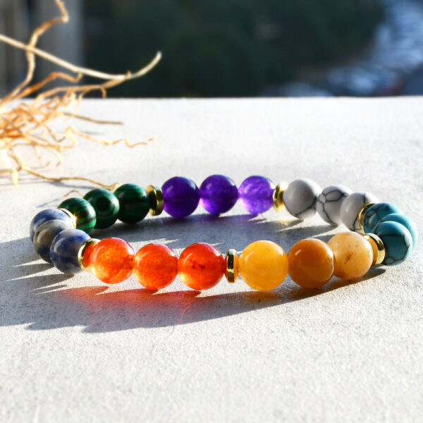 Wholesale Selling Colorful Agate Bracelet for Men and Women 7Chakra Yoga Balance Bohemian Bracelet
