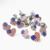 Wholesale Heart Shape Alloy Flag Brooches For Independence Day Festival Accessories