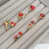 Wholesale Jewelry Casual Cute Romantic Ladybugs Copper Zircon 18K Gold Plated Open Rings